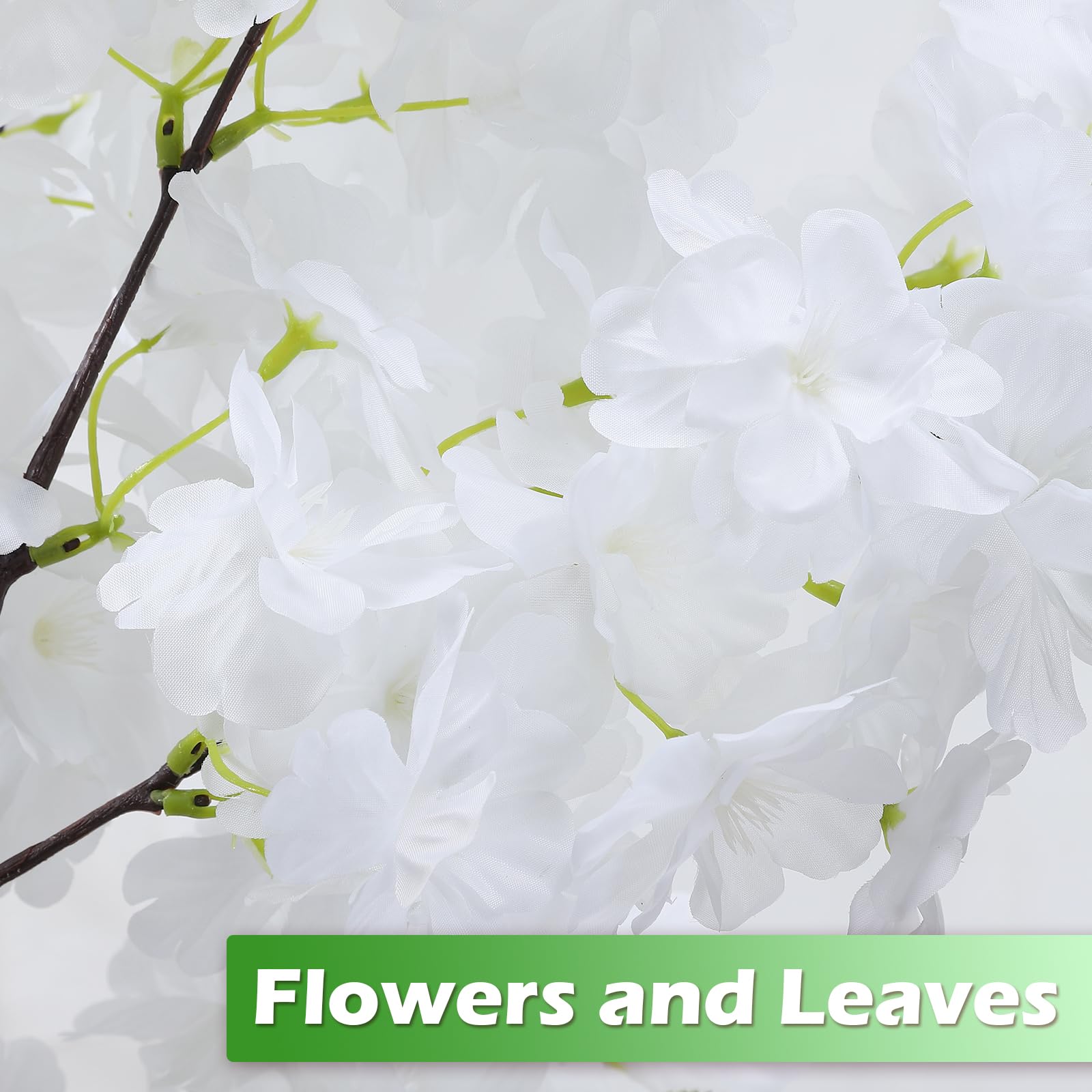 OUSHENG Künstlicher Kirschblütenbaum, künstliche Pflanzen, Innendekoration, künstliche rosa Sakura-Blumen für Wohnzimmer, Zuhause, Haus, Eingang, Schlafzimmer, Büro, Innendekoration, 1,8 m, Weiß