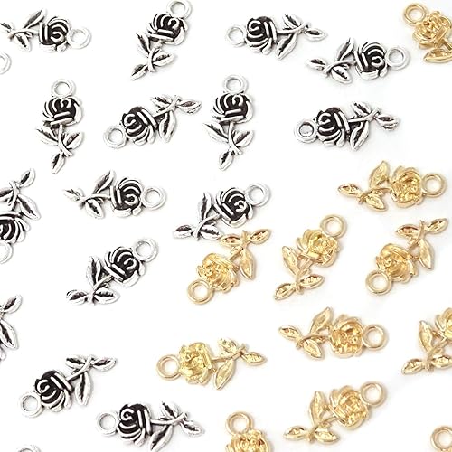Miniatura 8 de Honbay 100 colgantes de aleación de rosas para hacer joyas o manualidades