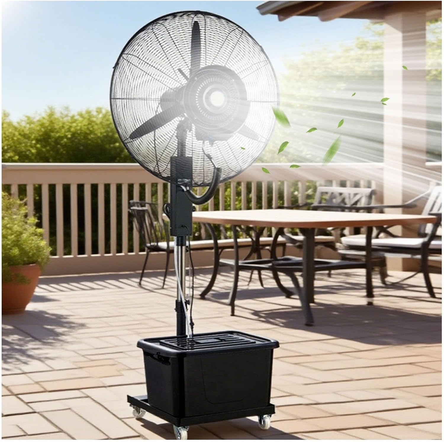 Liftable Misting Fan 65/75cm Outdoor Misting Pedestal Fan 90° Oscillation With 42L Water Tank 3 Cooling Speeds Industrial Standing Spray Fan(30in)