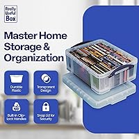 Vista 3 de Really Useful Box - Contenedores de plástico para almacenamiento de 17 litros con tapas de cierre y clip, transparentes