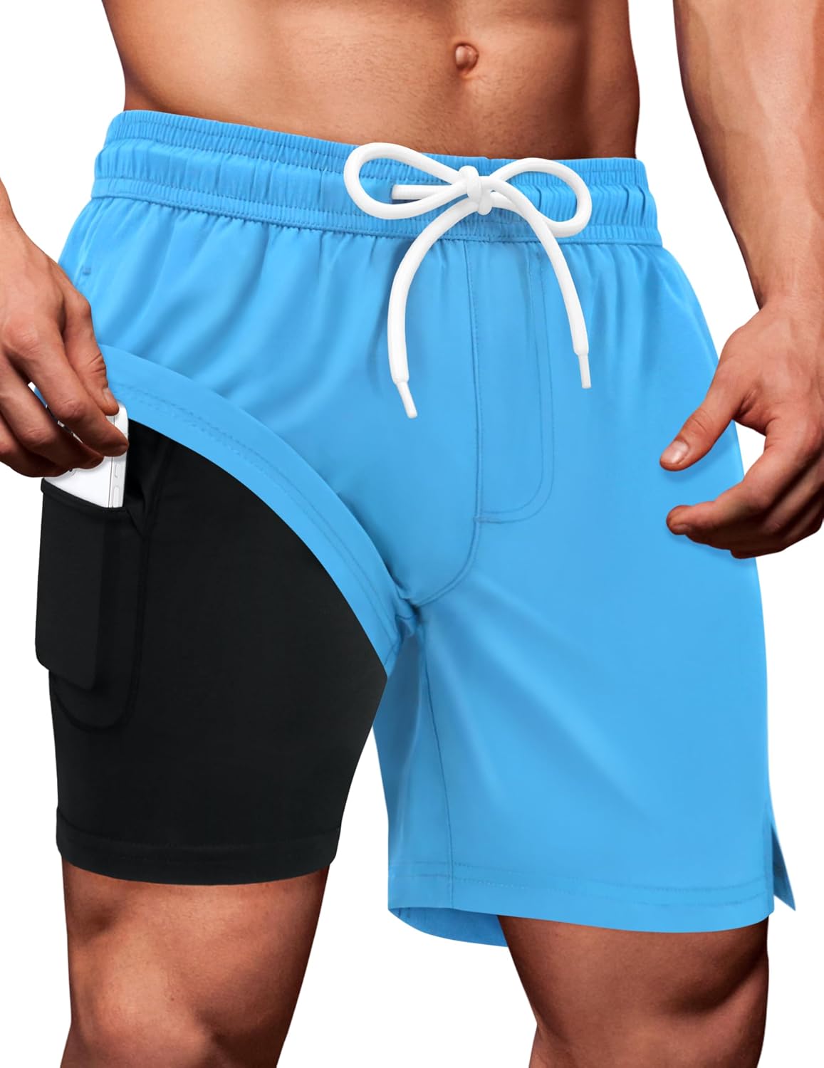 Sarfel Mens Swim Trunks 5 Inch Mens Bathing Suit with Compression Liner Men's Board Shorts Men's Swimwear Quick Dry Swimsuit