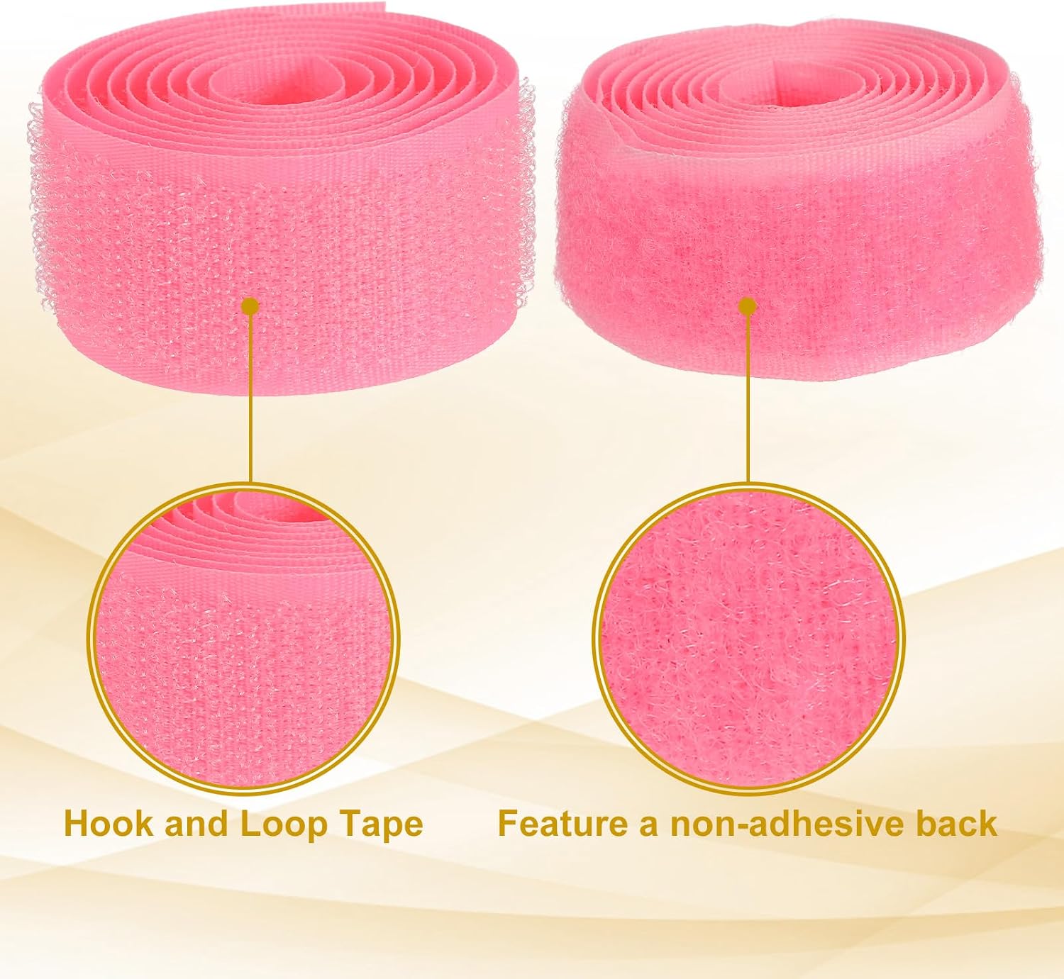 Sew on Hook and Loop Tape, 1 Inch Width Non-Adhesive Back Nylon Sewing Fastener Strips Interlocking Fabric Tape 1 Yards Fit for Clothing Crafts Sewing DIY Project - (Pink)