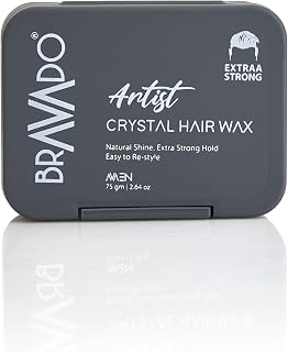 BRAVADO Artist Crystal Extraa Strong Hold Hair Wax for Men Easy to restyle, Ultimate Hold & Natural Shine Hair Cream, Extra Strong Hold Wax, Hair Styling Wax, Hair Clay, Hair Gel All Hair 75g