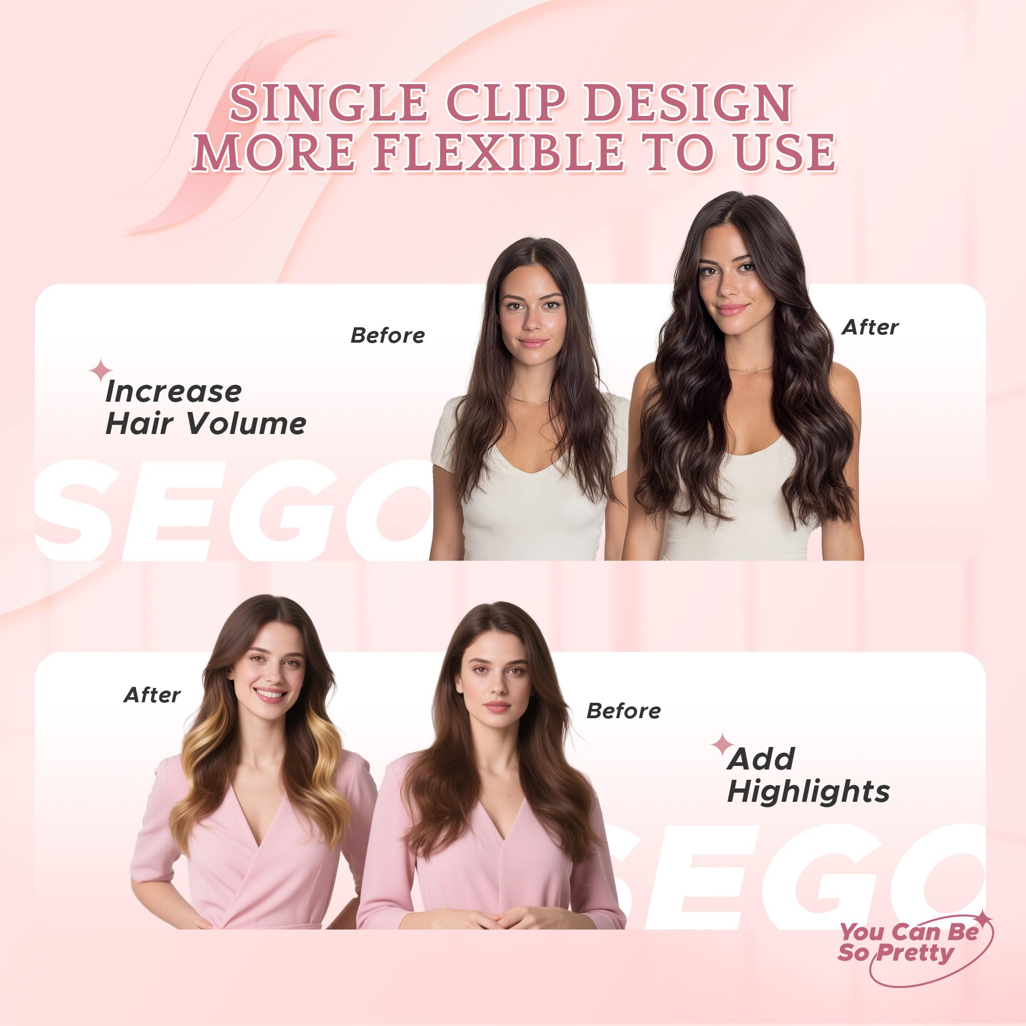 45cm Extension Capelli Veri Clip 6PZ #2 Marrone Scuro Silk Lace Naturali per Capelli Sottili (44g)