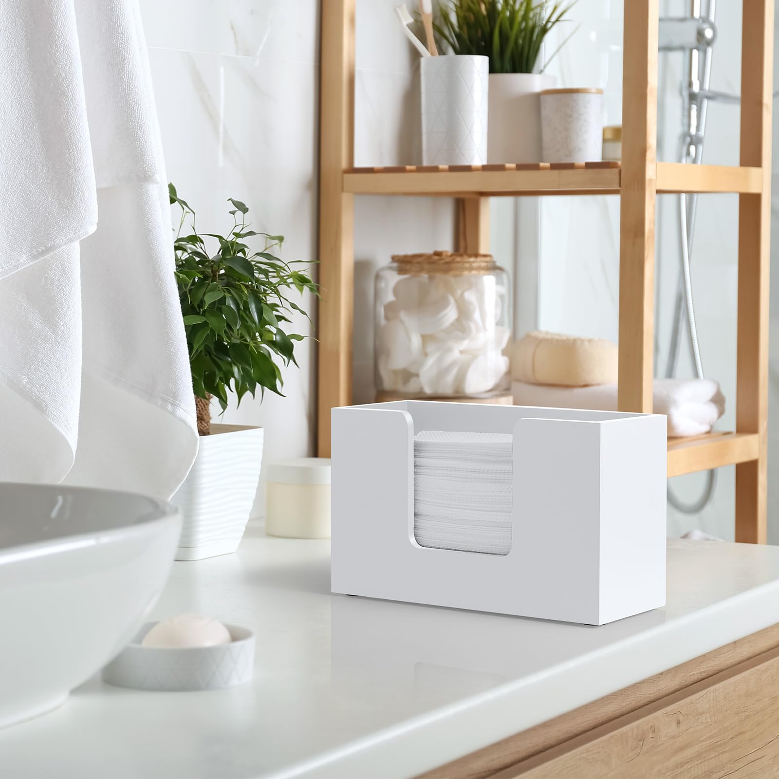 Dispensador de toallas de papel para encimera, soporte de madera para toallas de papel de baño, servilletero blanco para cocina, encimera, plegable, plegable, en Z, dispensador de toallas de mano de