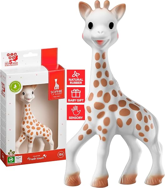Sophie la girafe Baby Teether – 100% Natural Rubber Teething Toy – Handmade in France – BPA-Free, Non-Toxic, Vegan, Sensory Stimulating Teether for Newborns 0+ Months - 1