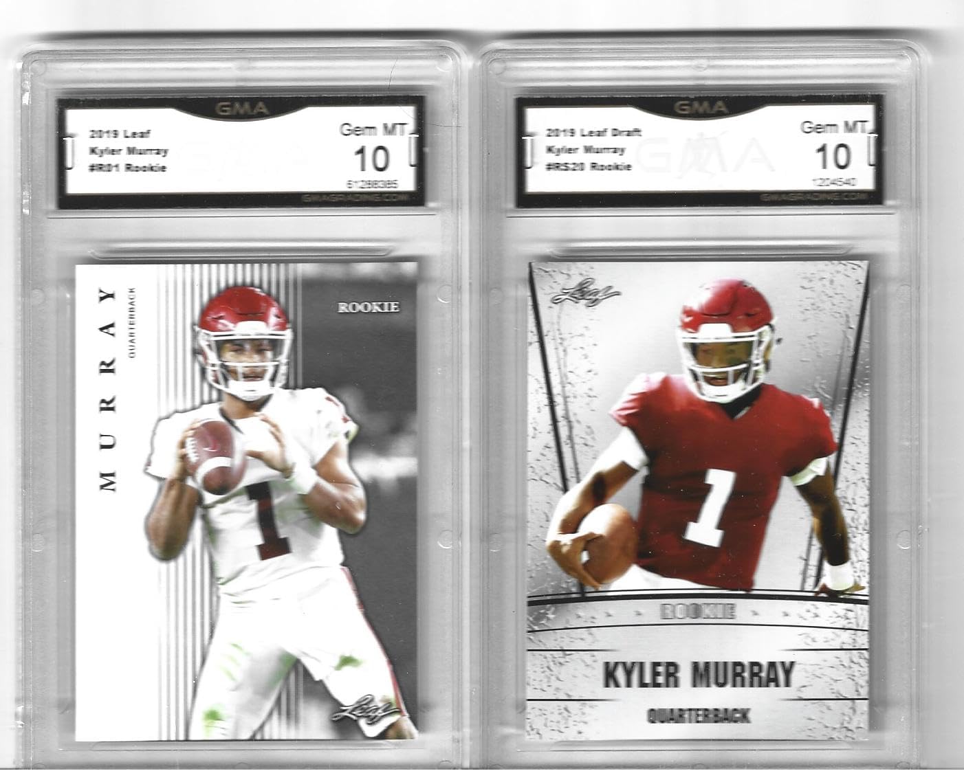 Graded Gem Mint 10 Kyler Murray 2019 Leaf Football Rookie 2 Card Lot Cardinals Star Quarterback. You Will Receive Both Card