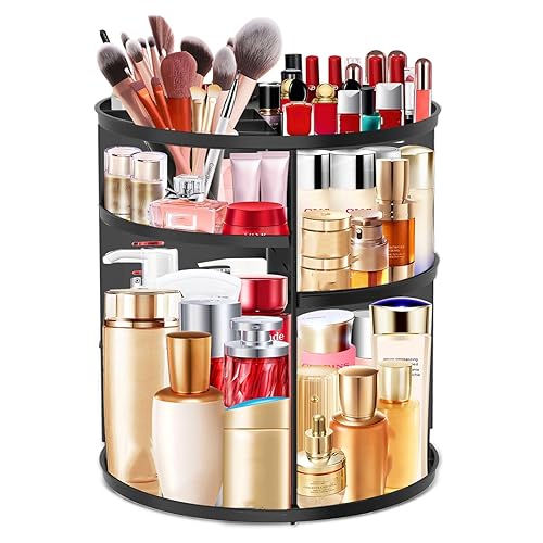 Organizador de maquillaje giratorio 360, organizador de cosméticos de gran capacidad para soporte de perfume, organizador de maquillaje, organizador