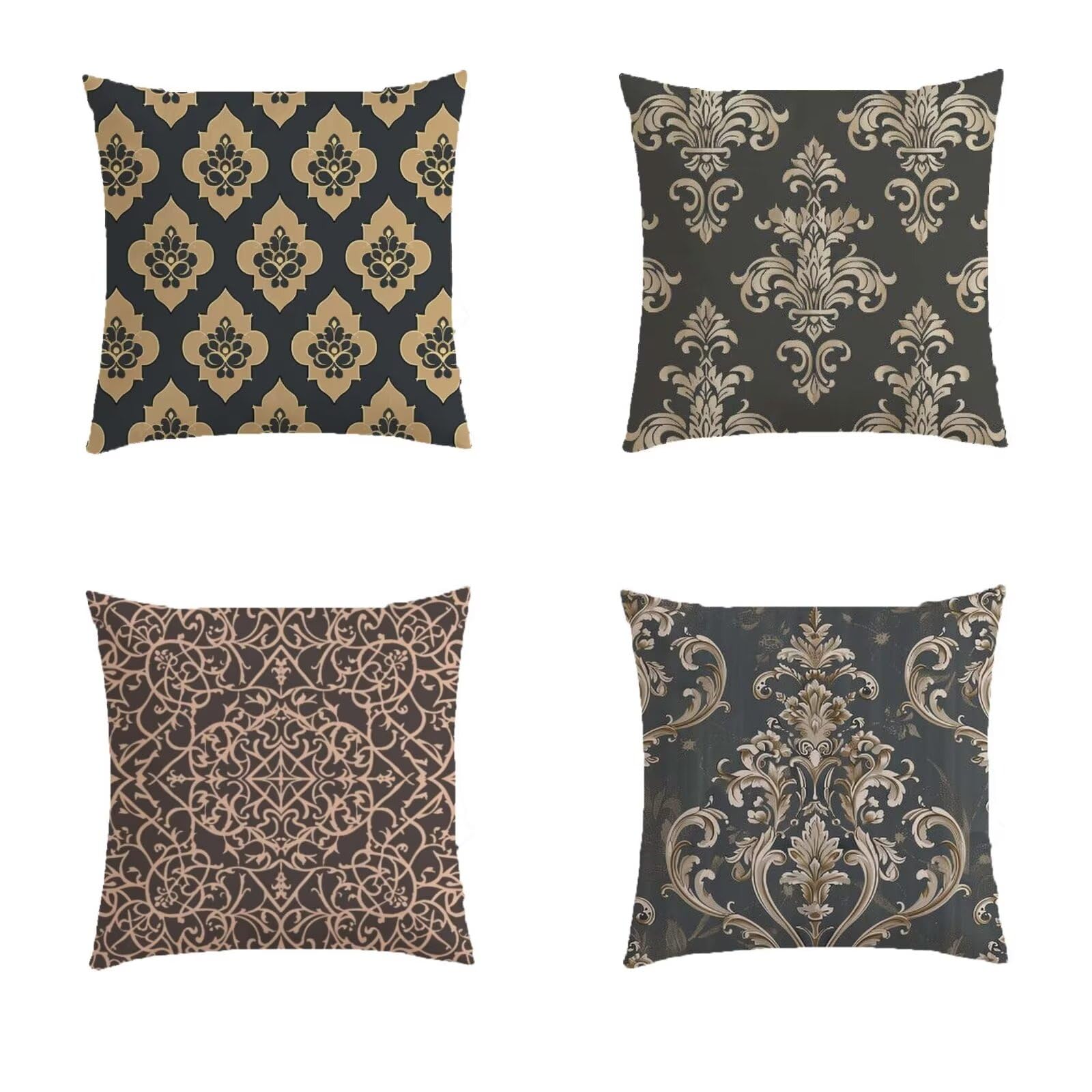 Housse de coussin double sided printing lot de 4 taie oreiller moutarde