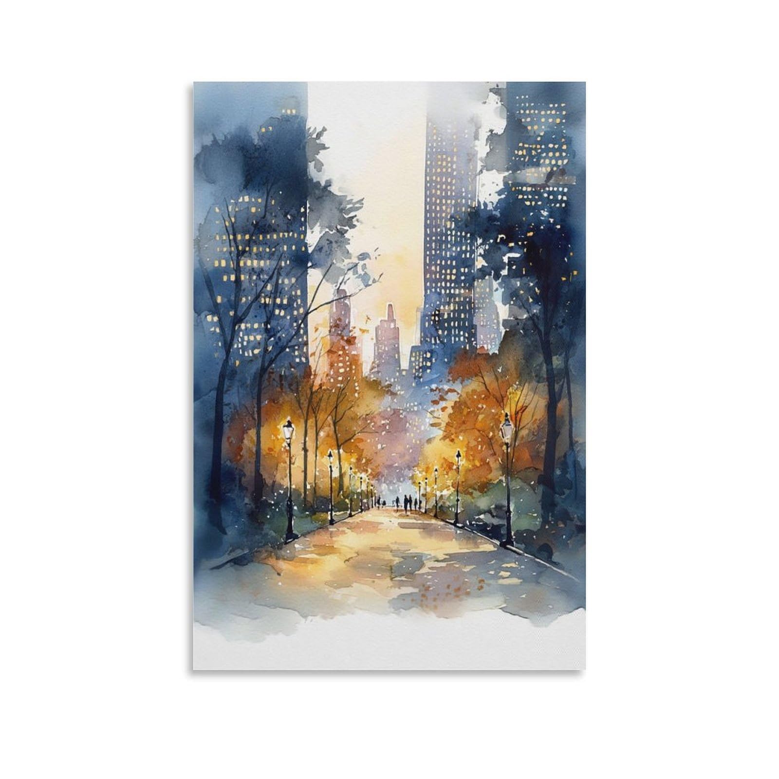 XWYMXZ Minneapolis Watercolor Minnesota Cityscape 24x36inch(60x90cm) Vintage Travel Poster Watercolor Canvas Art