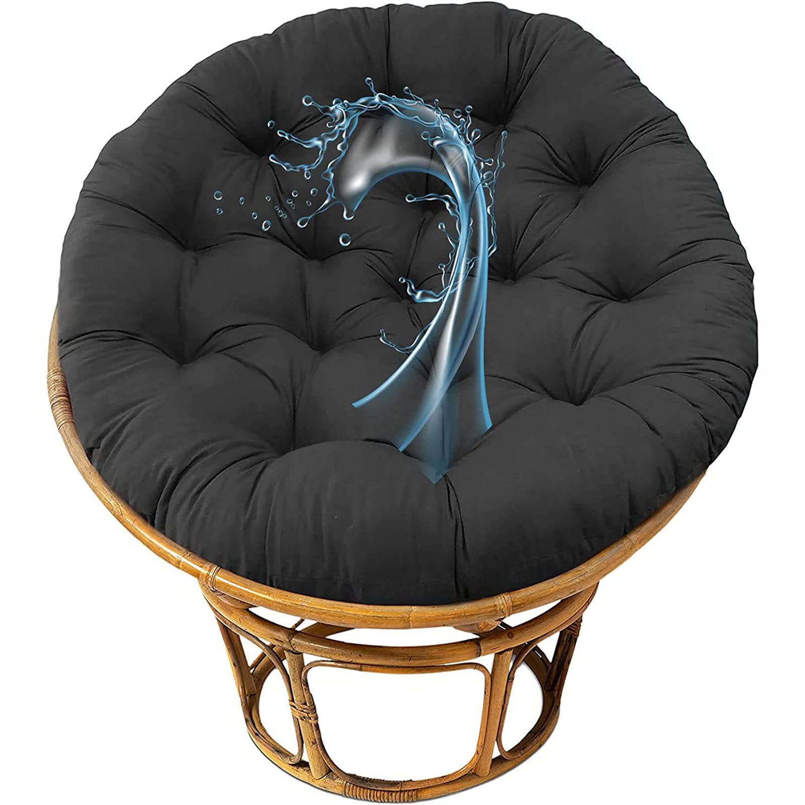 Coussin de balancelle nid d'ange rond noir 120cm pour fauteuil suspendu de jardin