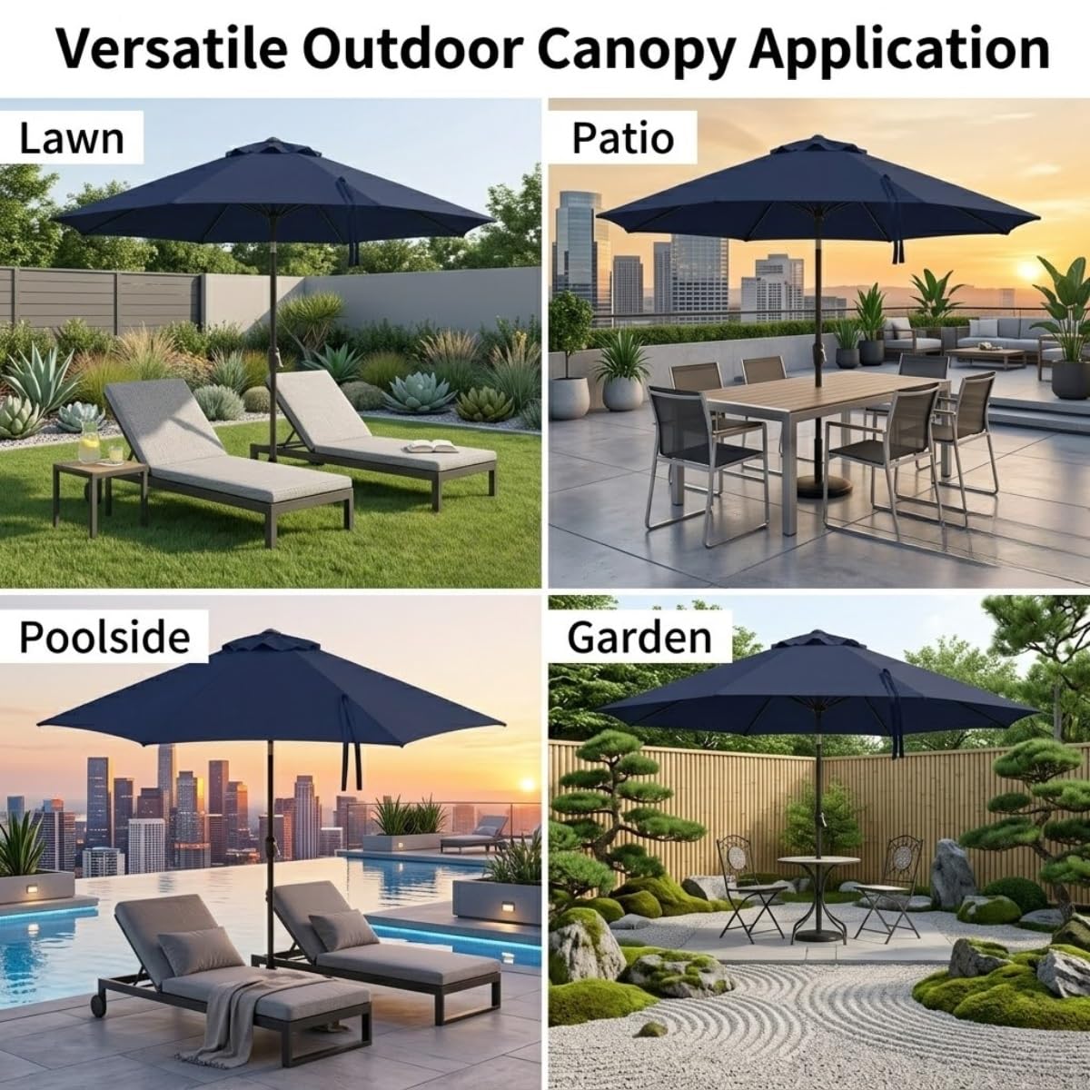 Generico 4.0m Telo di Ricambio 6/8 Stecche, 2m 2.15m 2.5m 2.7m 3.0m Copertura di Ricambio per Ombrellone da Giardino Cortilia, Impermeabile Replacement Parasol Cover Patio
