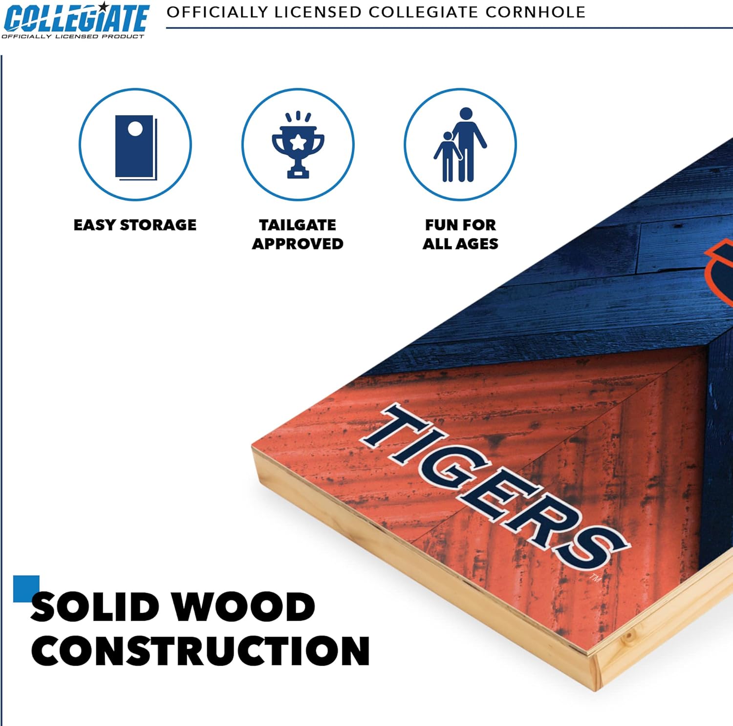Wild Sports 2' x 4' Regulation Size College Set with Direct Print HD Team Graphics Great Gift for Any NCAA Fan! Bean Bag Toss Family Outdoor Game