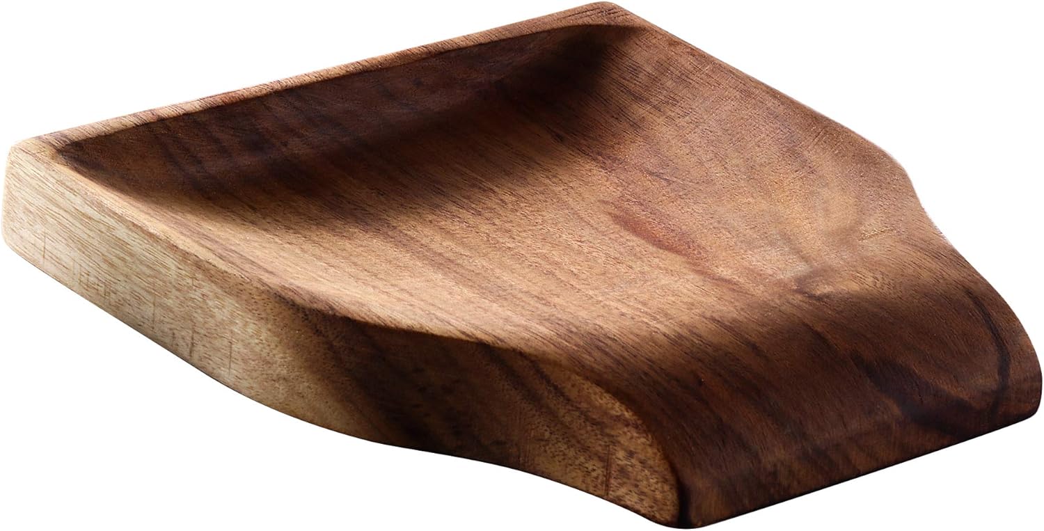 Tmkit Wood Spoon Rest Kitchen, Pure Natural Teak Spoon Rest.Natural Acacia Wood
