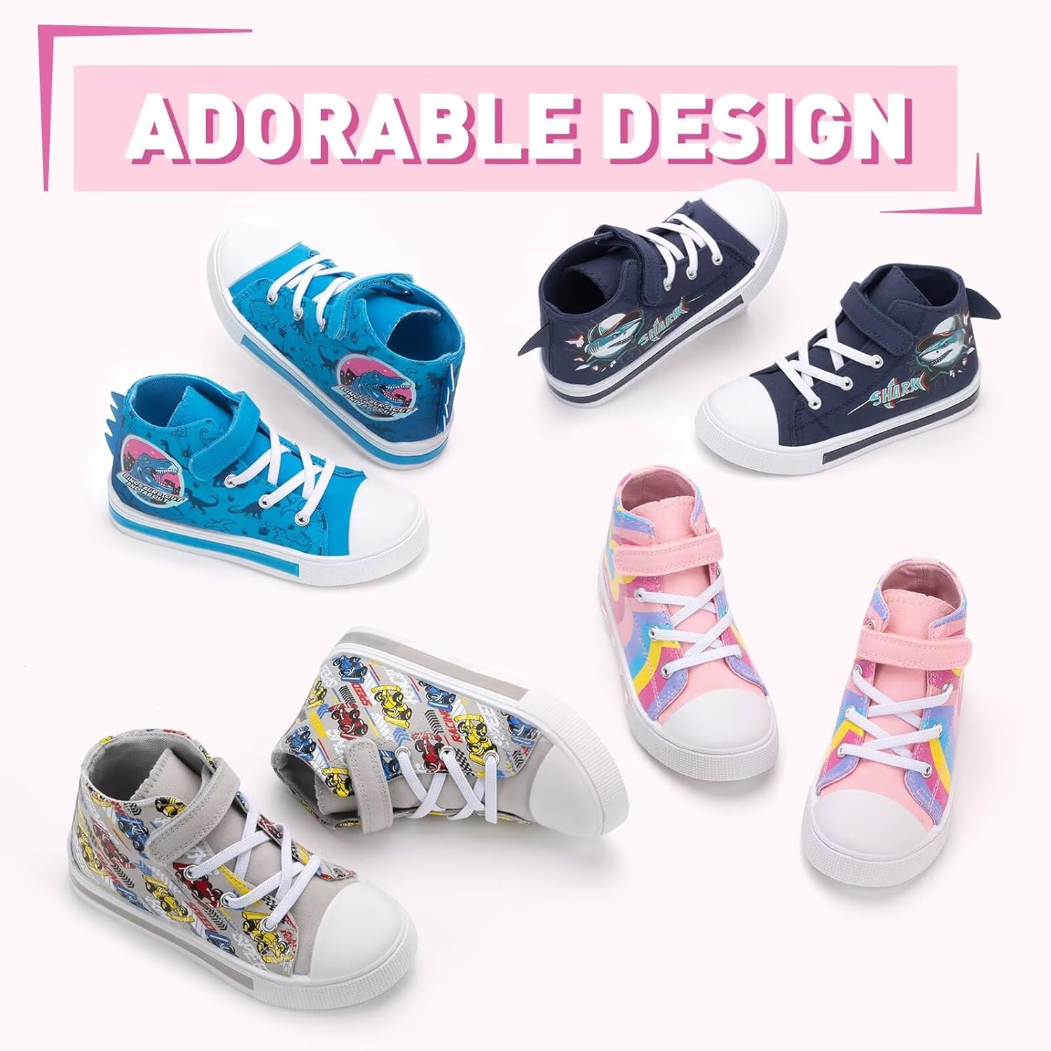 Boys Girls Light up Sneakers Kids High Top Flashing Canvas Shoes Toddler Casual Easy Fasten Walking Sneaker - Image 5