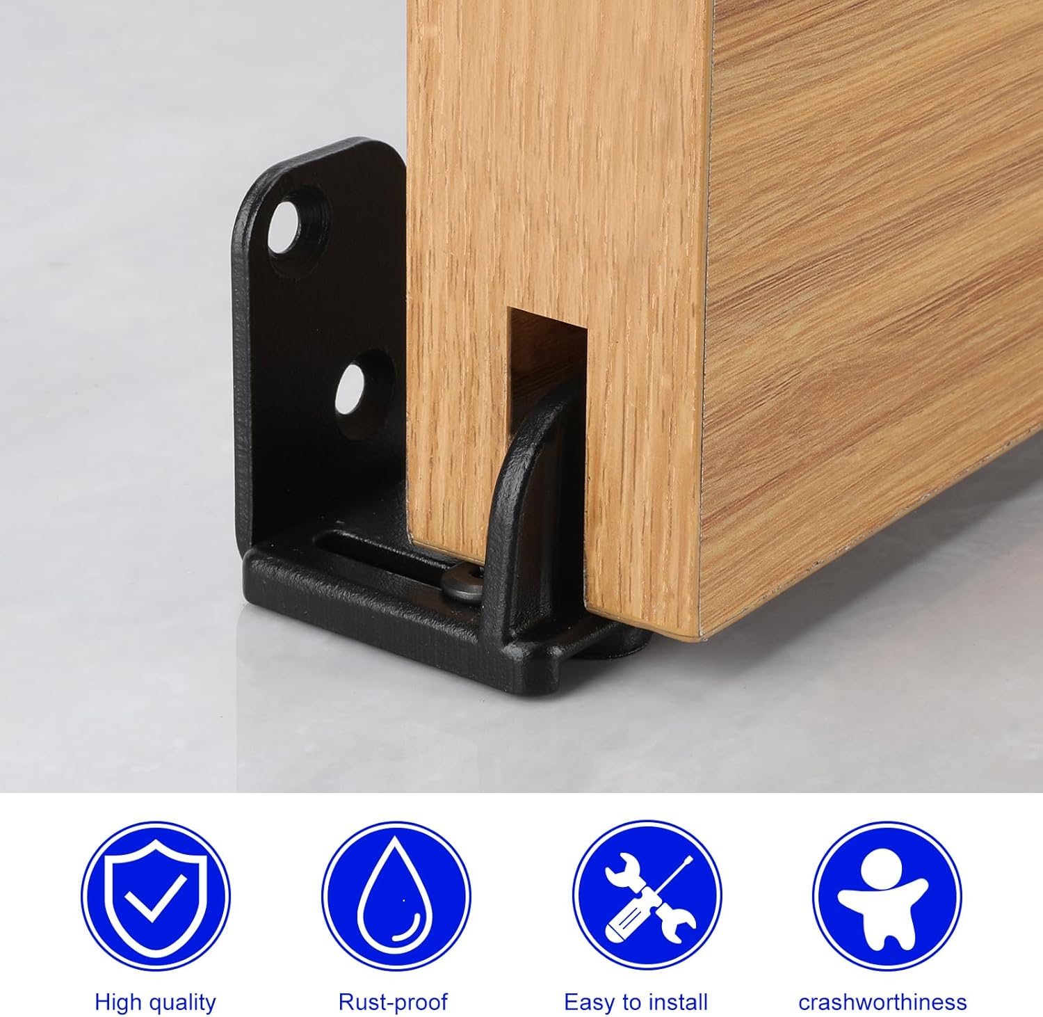 3 Adjustable Barn Door Floor Guide Bearing Design Sliding Barn Door Floor Guide Heavy Duty Metal Hardware, Sturdy Steel Frame (Black)
