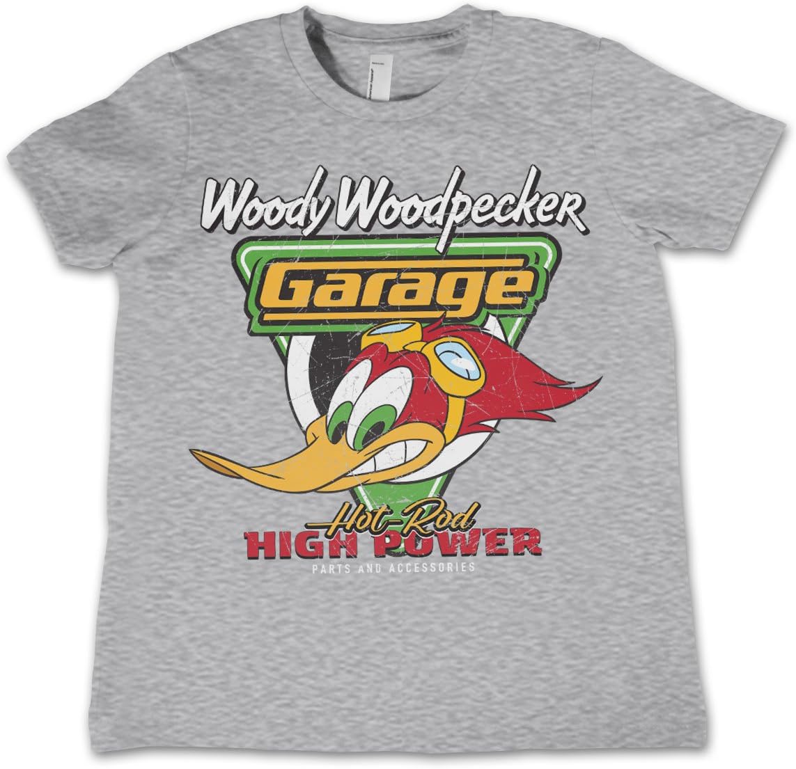 Woody Woodpecker Officially Licensed Garage Kids T-Shirt - Heather-Grey 5/6 Years