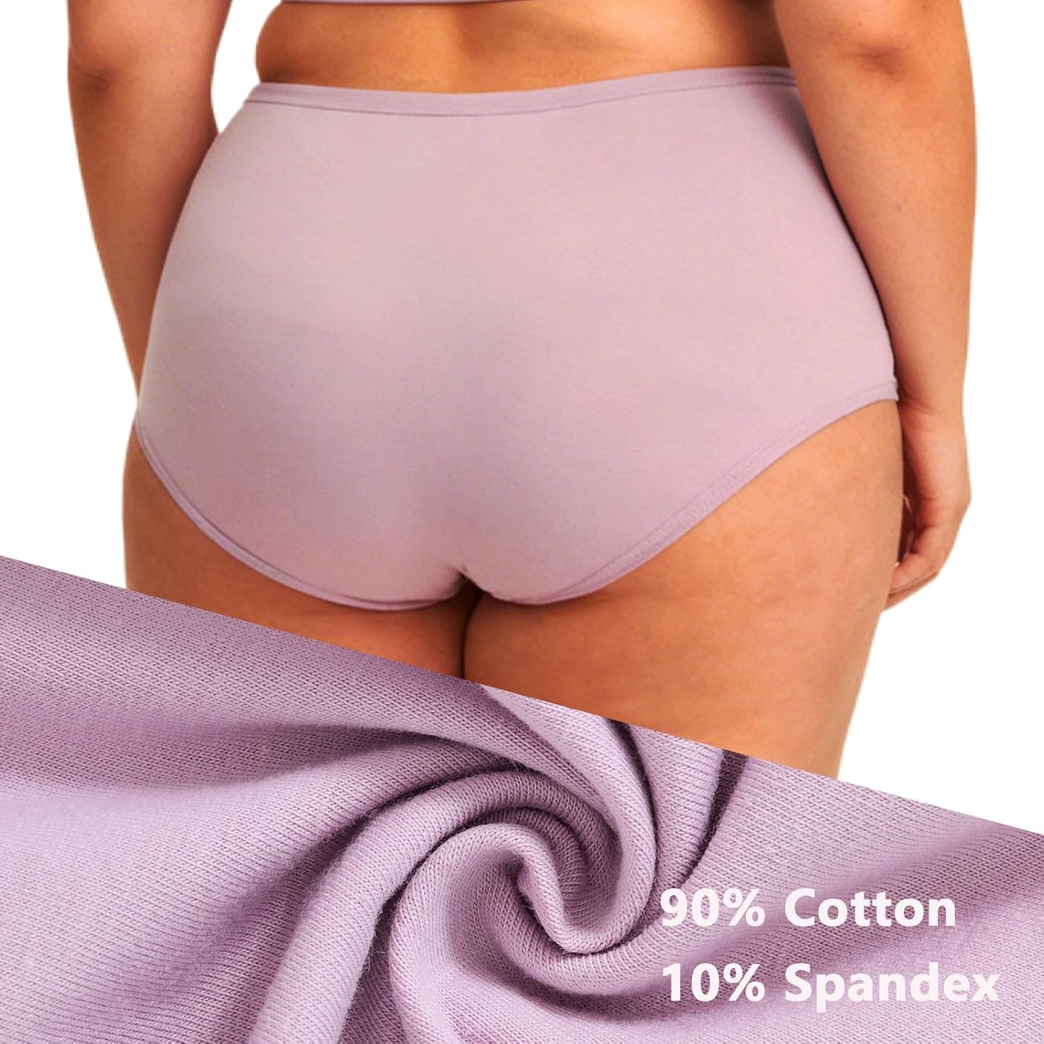 Women’s Plus Size Cotton Underwear Ladies Panties XL-5XL 6-Pack Mid Waist Briefs for Women - Image 2