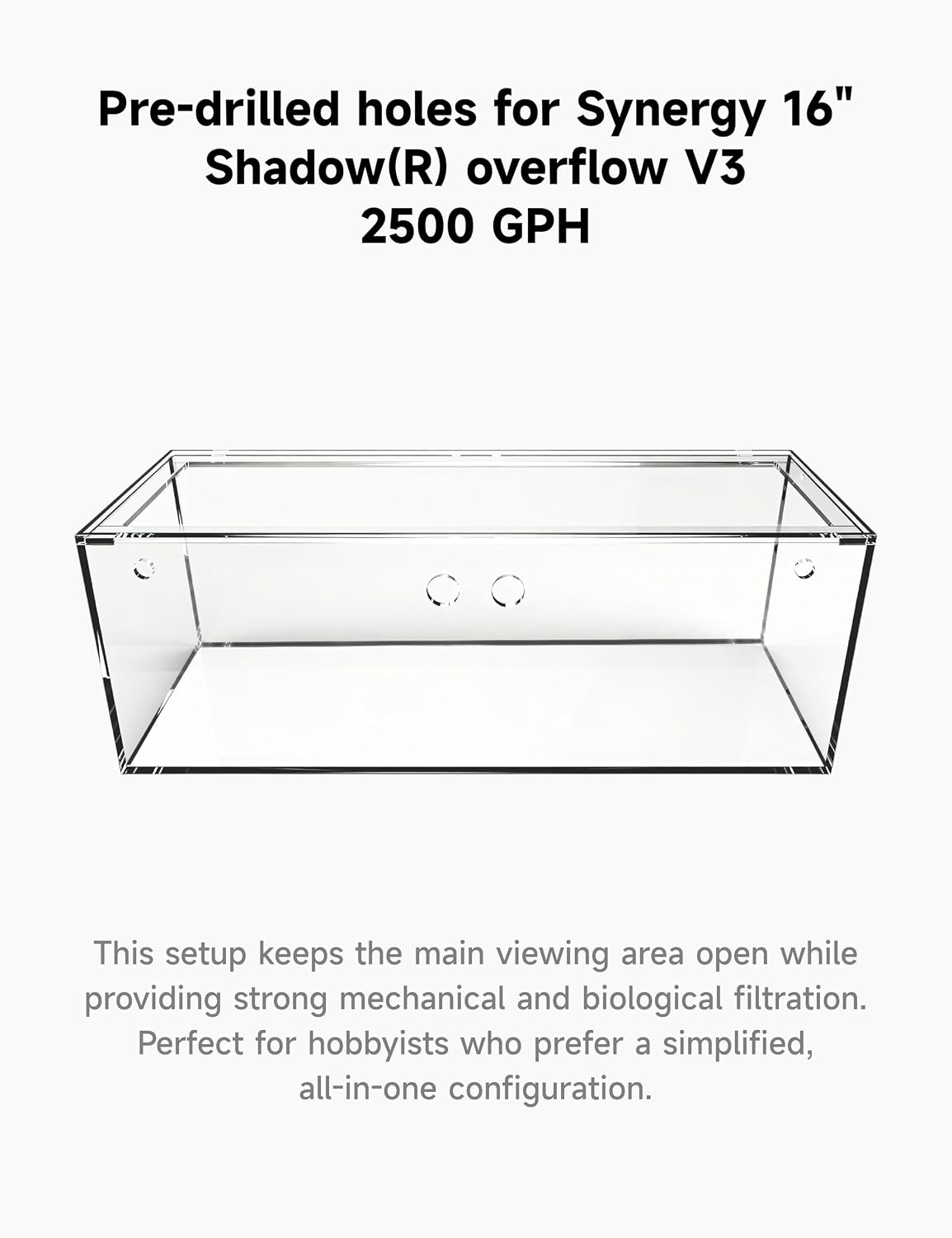 150-3GO Gallon Starfire Aquarium w/Center Overflow 60x24x24 H 12mm Ghost Overflow