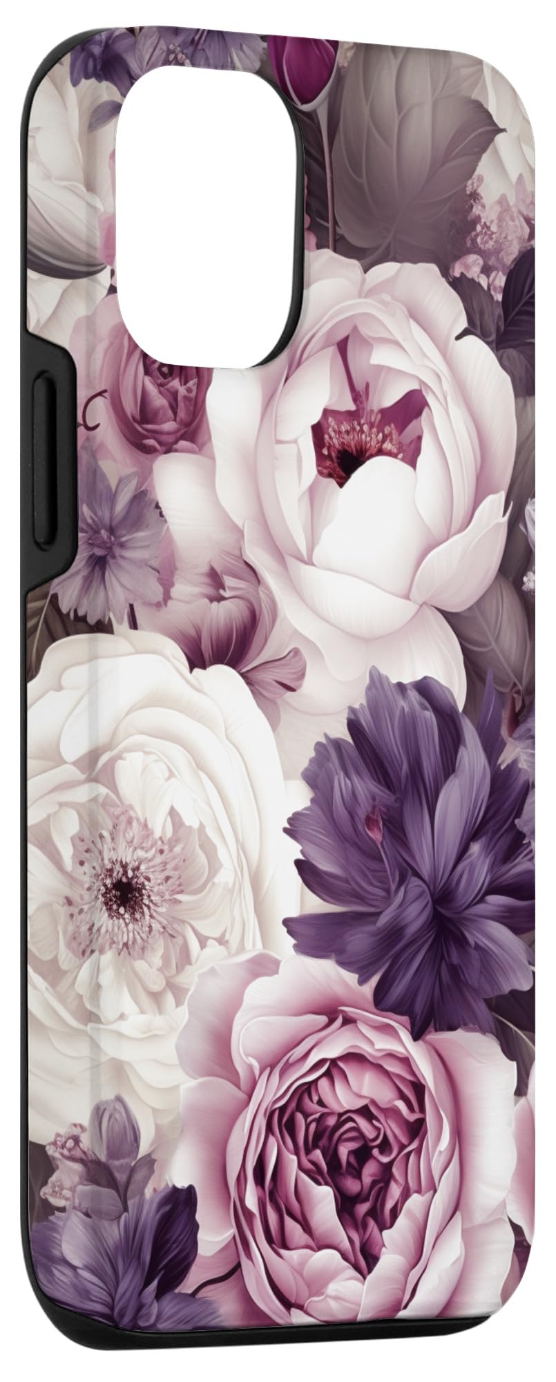 Elegant Blush Pink And Purple Vintage Floral Rose And Peony Case for iPhone 15 - Image 3