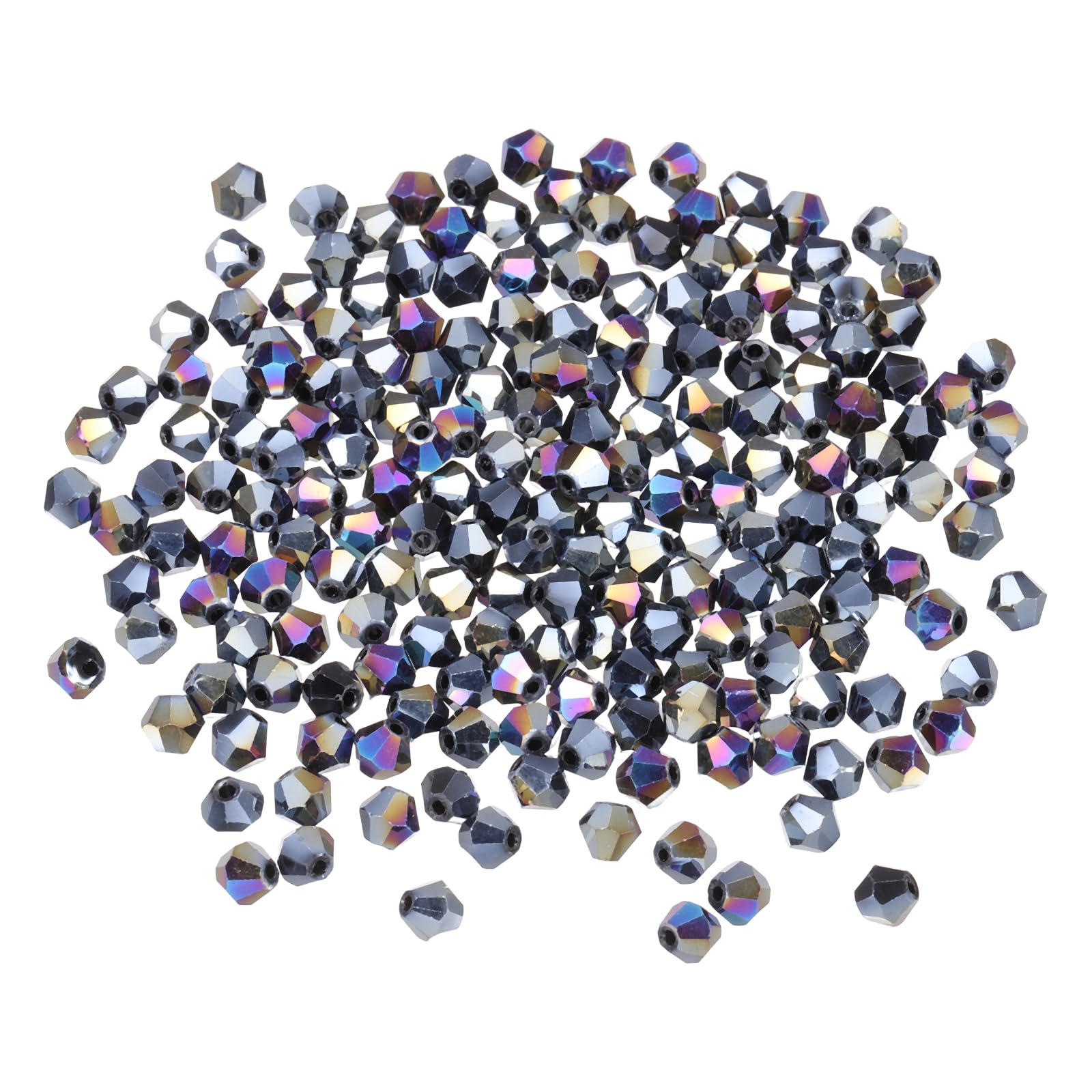 PATIKIL 100pcs 8mm Bicone Glass Crystal Beads, Faceted Glass Spacer Beads for Jewelry Making Bracelet Necklace Earrings DIY Suncatcher Craft, Black AB — image 1