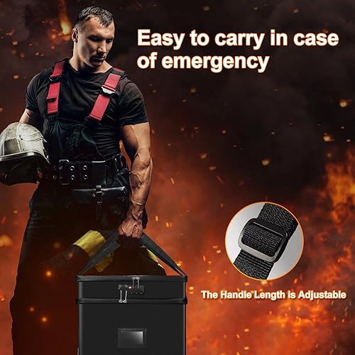 Miniatura 5 de Caja de archivos con funciones ignífugas e impermeables, caja organizadora de documentos de 2 capas con cremallera y cerradura resistente al agua,