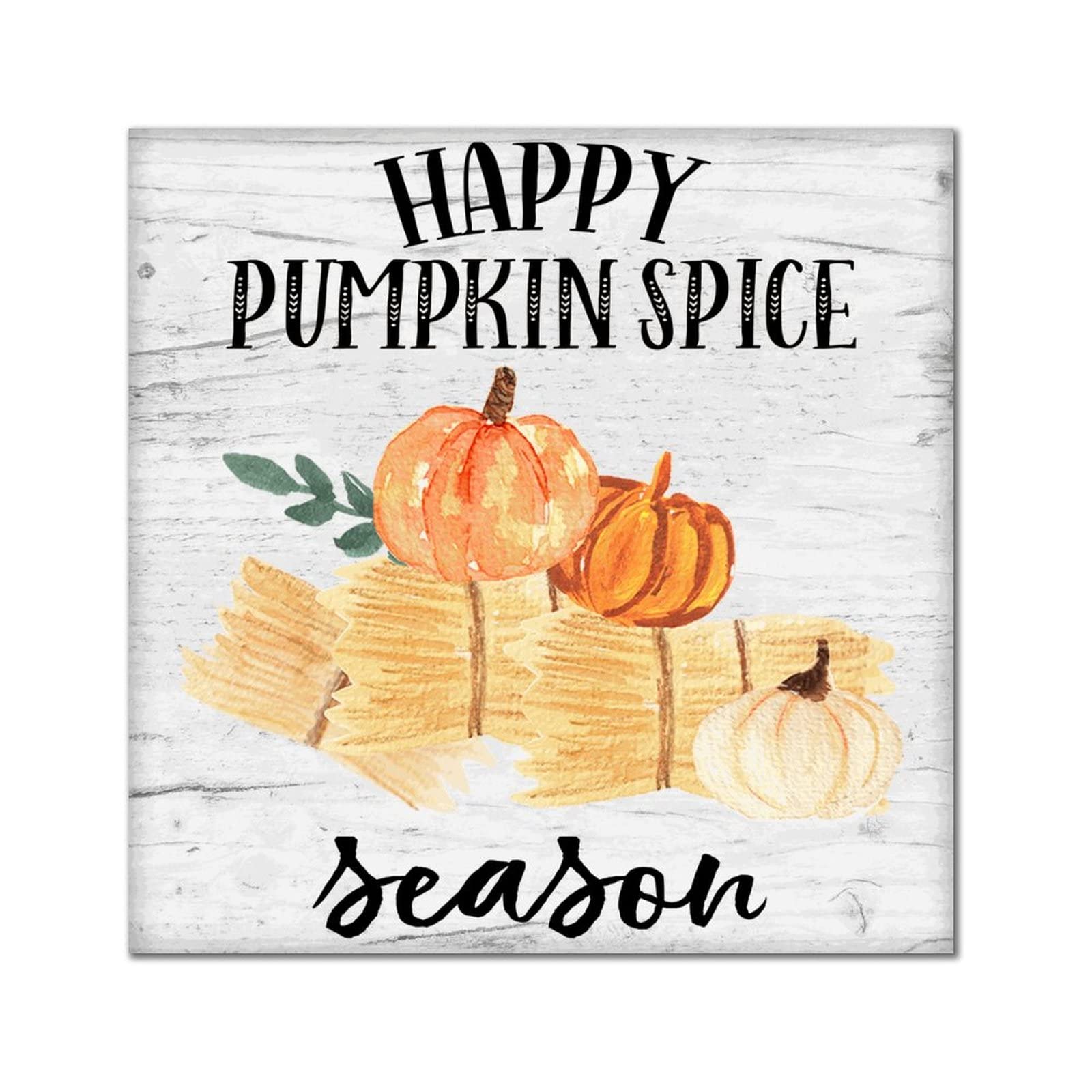 Panneau mural rétro en bois Happy Pumpkin Spice pour décoration de ferme