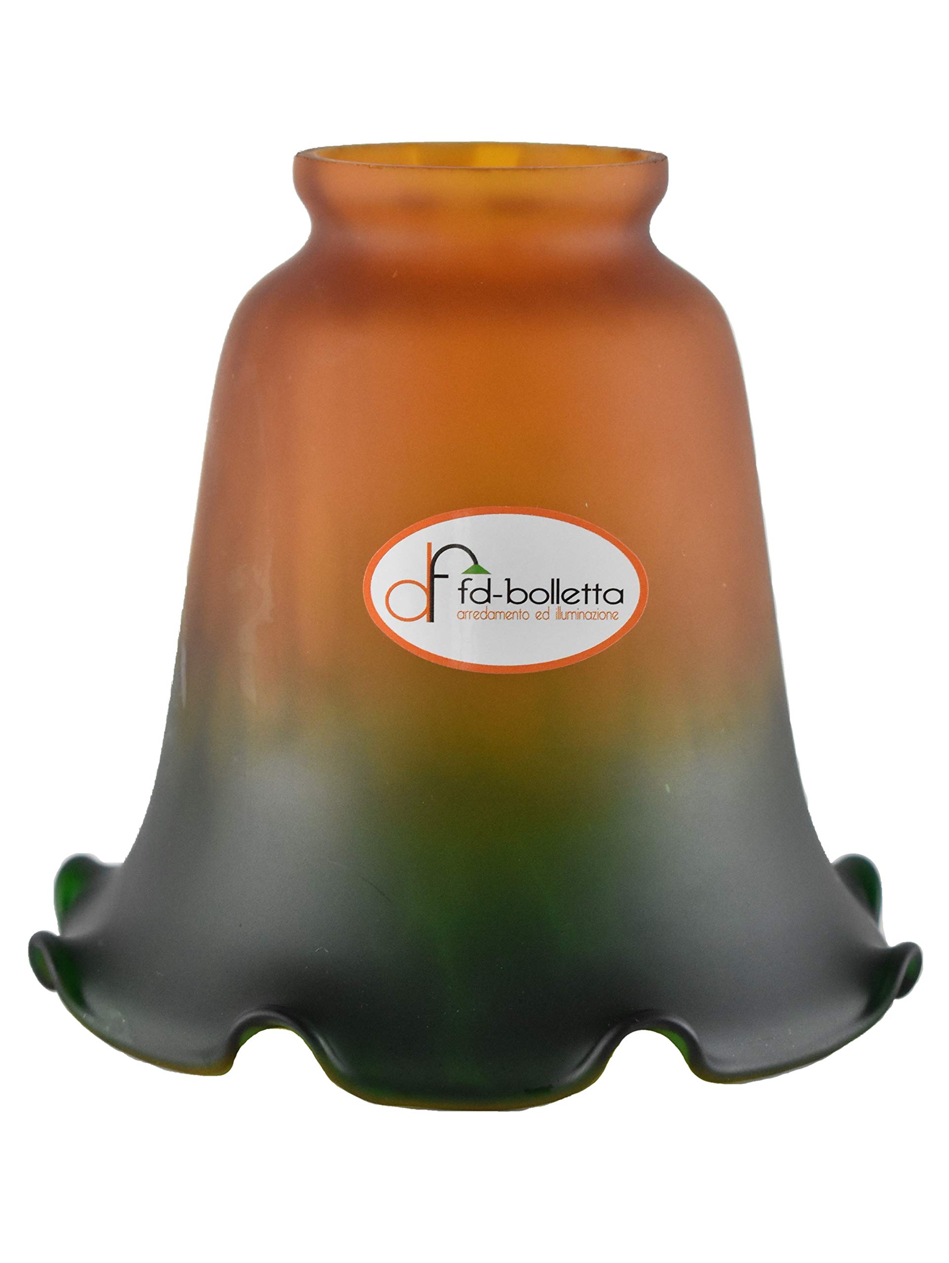 fd-bolletta arredamento e illuminazione Glass Lampshade, Replacement Bell for Lamp, Chandeliers, Replacement Lampshade VL19 Dimensions: H 12.5 cm, Glass Diameter 13.5 cm, External Diameter Mouth 5.3