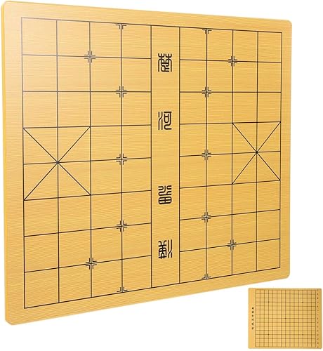 Tablero de ajedrez chino de madera de doble cara Xiangqi y Gobang, juego de mesa de escritorio de 15.15 x 12.20 pulgadas para adultos y