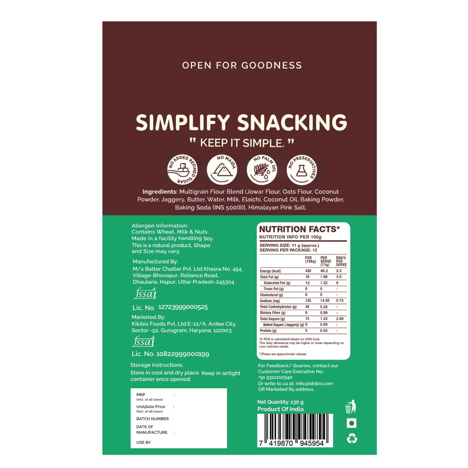 Kikibix High Fibre Coconut Cookies, High Fibre, Tasty & Healthy Mini Jaggery Biscuits, Multigrain Digestive Biscuit, Healthy Snacks For Adults & Kids,160 Gms - Image 2 thumbnail
