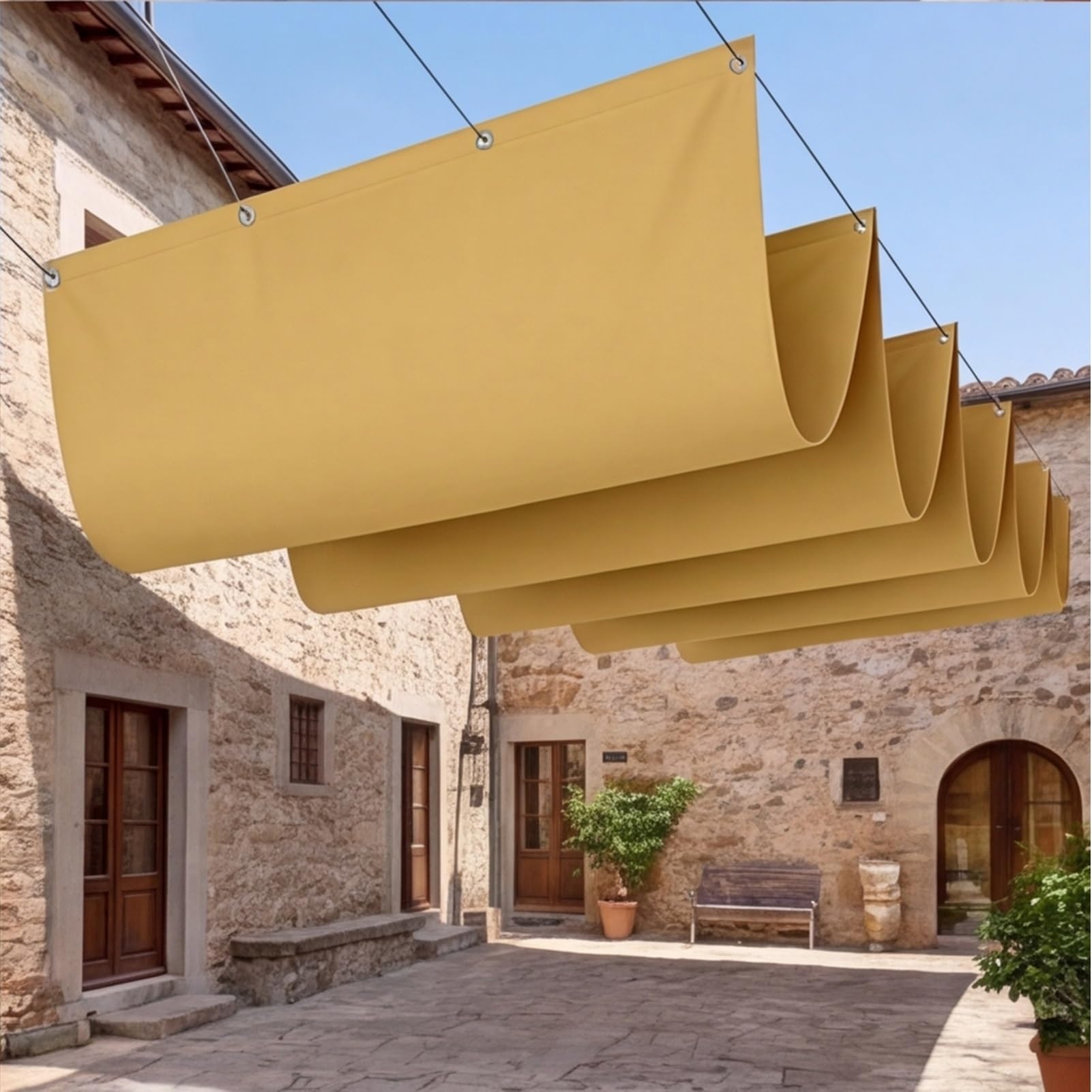 Toile de pergola rétractable 175 x 380 cm étanche bâche d'ombrage anti-UV robuste