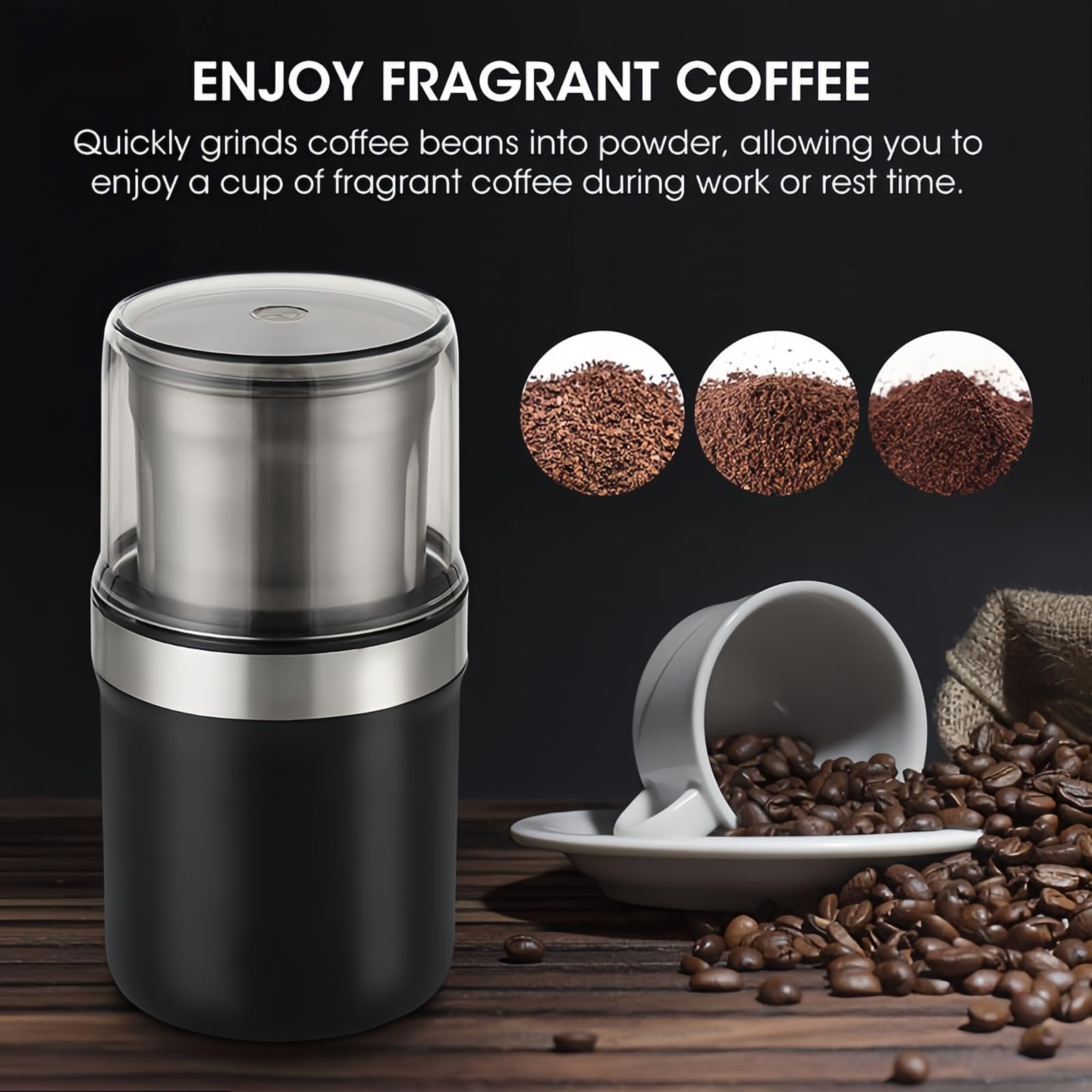 Molinillo De Café Eléctrico, Molinillo Húmedo Y Seco, Con Gran Capacidad De 100 G, Cuchillas De Acero Inoxidable 304, Taza De Acero Desmontable, Para Granos De Café, Pimienta, Granos, Especias, Nueces