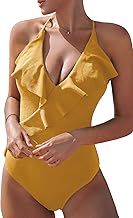 CUPSHE Women's One Piece Swimsuit Ruffle Wrap Textured Beach Swimwear Bathing Suits