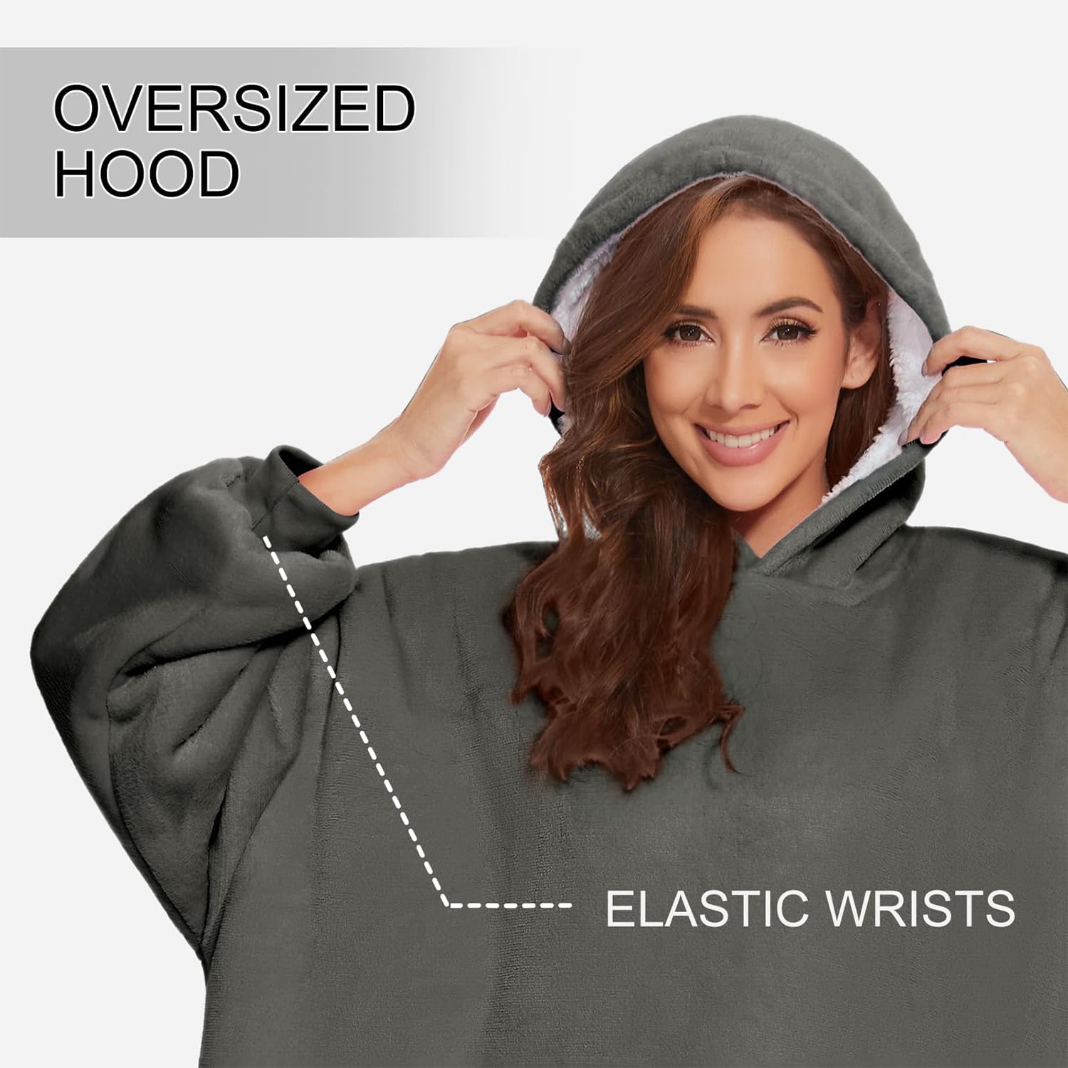 Coperta indossabile con cappuccio, felpa oversize con maniche coperte, calda e accogliente, regalo per donne e uomini