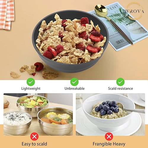 Miniatura 4 de Juego de 6 cuencos grandes de paja de trigo de 60 onzas irrompibles para cereales, aptos para microondas y lavavajillas, cuencos grandes para comer