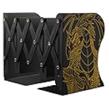 Dragon Bookends, Adjustable Bookends, Unique Book Holders for Shelves, Metal Book Ends for Heavy Books, Non-Skid Book Stander for Desk, Shelf, Office, Stationery Gift (Black)