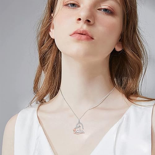 Miniatura 2 de ACJNA 925 Sterling Silver Elephant Necklaces for Women Mother Daughter Rose Flower Initial A Letter Heart Necklace Pendant Jewelry Elephant Gifts