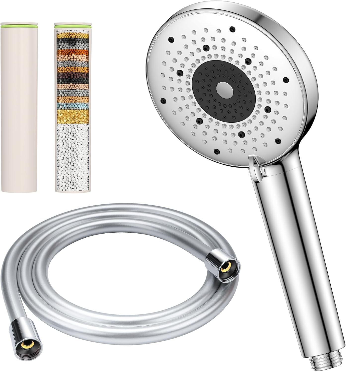 YEAUPE PRO Hard Water Filtered Shower Head and Hose with 25 Stage Filter,KDF Included,6 Modes High Pressure Bathroom Shower with 1.6m Hose,Universal Powerful Shower Filter for Residual Chlorine Remove
