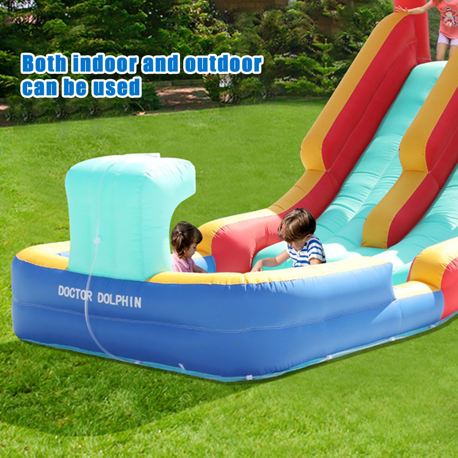 Tobogán acuático inflable, piscina con adultos, parque acuático inflable, patio trasero de entretenimiento al aire última intervensión, toboganes acuáticos con soplador, toboganes acuáticos inflables