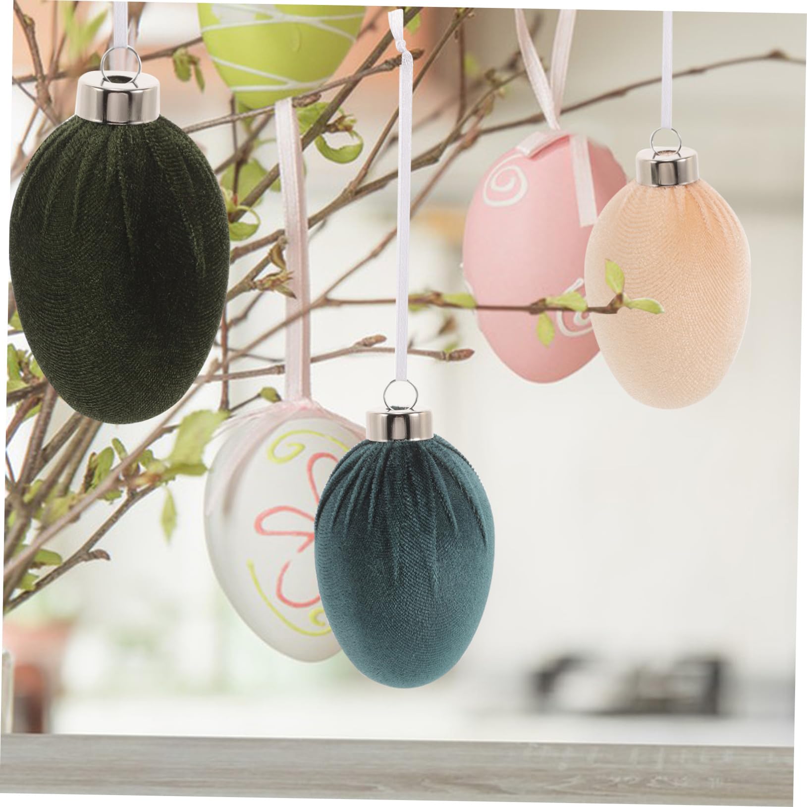 Gatuida Velours Ostereier aus Kunststoff 12 Stück zum Aufhängen mit Großflächiger Präsenz Elegante Osterdekoration für Festliche Osterparty und Osterdisplay