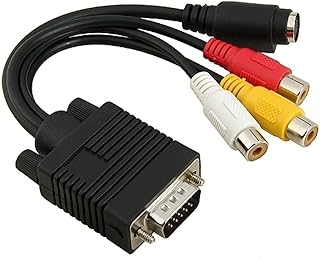 VGA to S-Video 3 RCA Composite AV TV Out Adapter Converter Cable for PC Laptop F