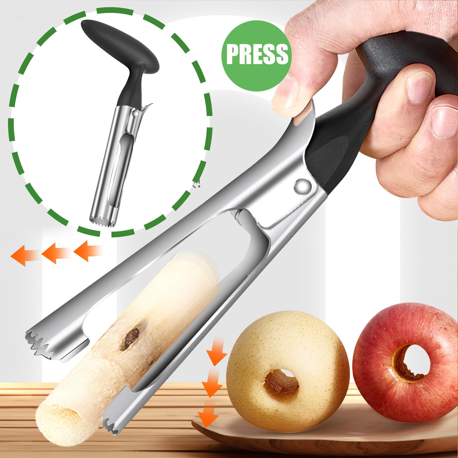 Éplucheur à Pommes En Acier Inoxydable - Retire Le Cœur En Quelques Secondes