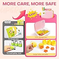 Vista 4 de Juego de cocina para niña pequeña con caja de almacenamiento - Juego de cocina rosa para niñas, material PP seguro, herramientas de cocina