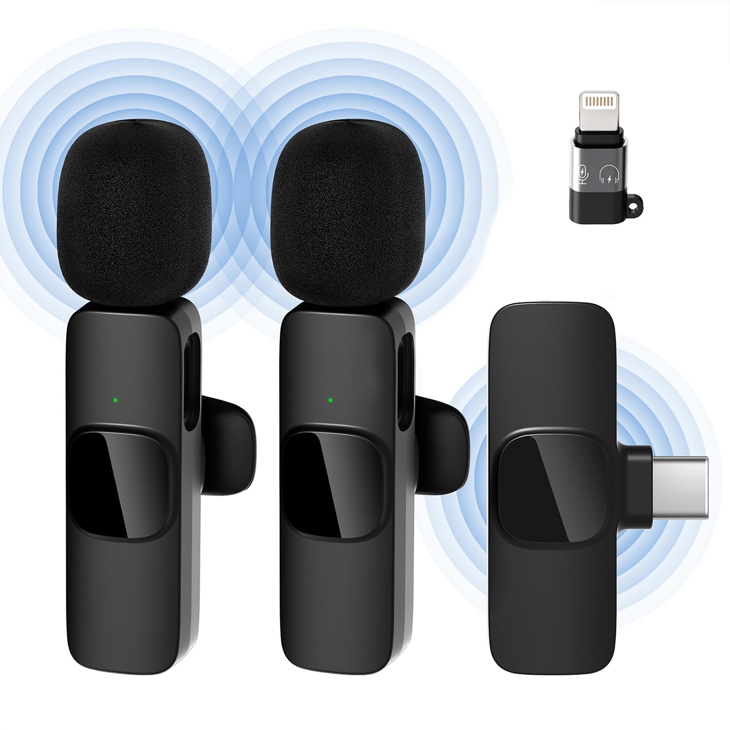 Kabelloses Lavalier Mikrofon für iPhone,iPad， Plug-and-Play-Mikrofon für Aufnahmen, Live-Streaming, Keine App erforderlich(iOS&USB-C 2MIc)