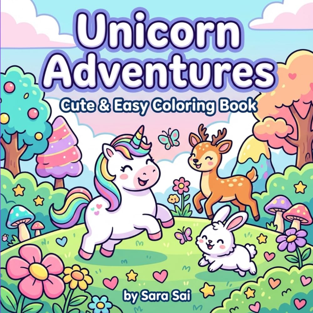 Unicorn Adventures: Cute & Easy Coloring Book