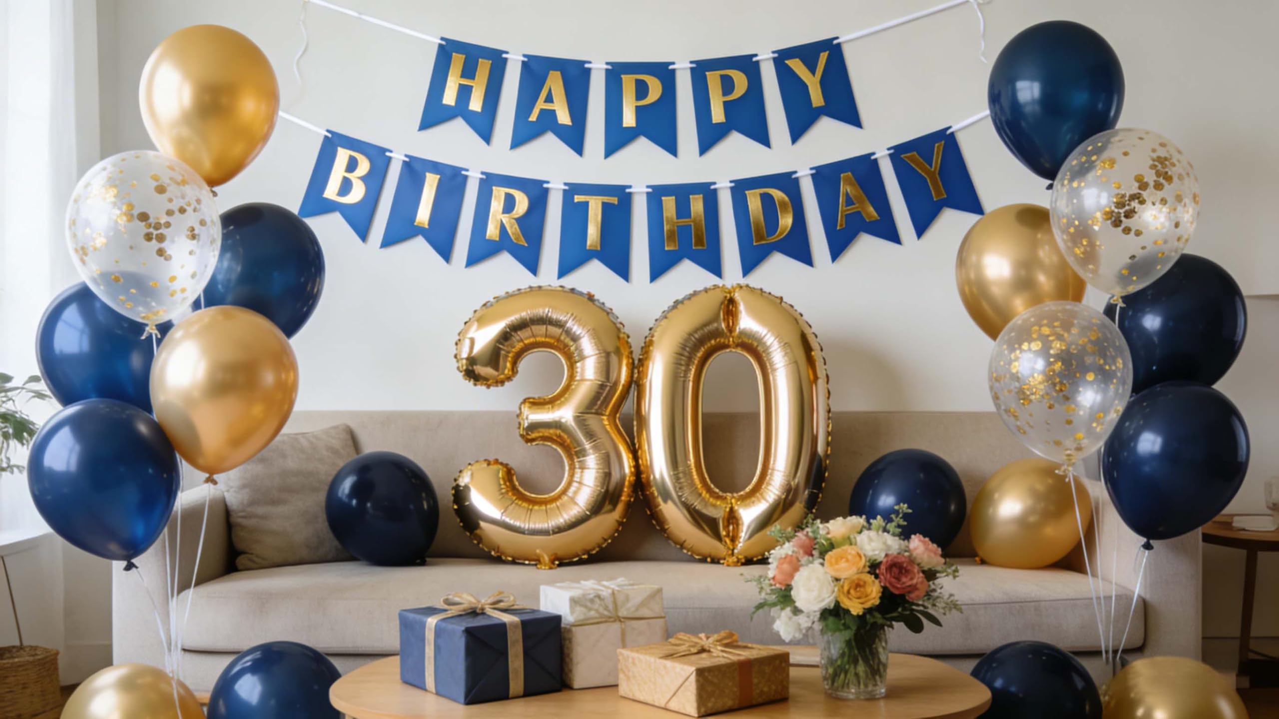 30th Birthday Decorations Navy Blue Gold, Balloon 30th Birthday Decoration Men Women, Number 30 Foil Confetti Balloon 30 Years Old Birthday Party Decoration(30th) โ image 1