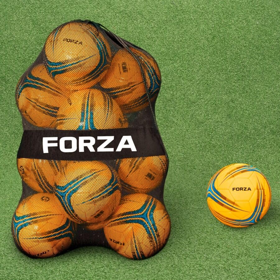 FORZA Footballs with Mesh Storage Carry Bag & Multiple Pack Sizes - Variety of Ball Types for Football Matches Competitions & Training (Training (Orange) Size 4 (Pack of 12))