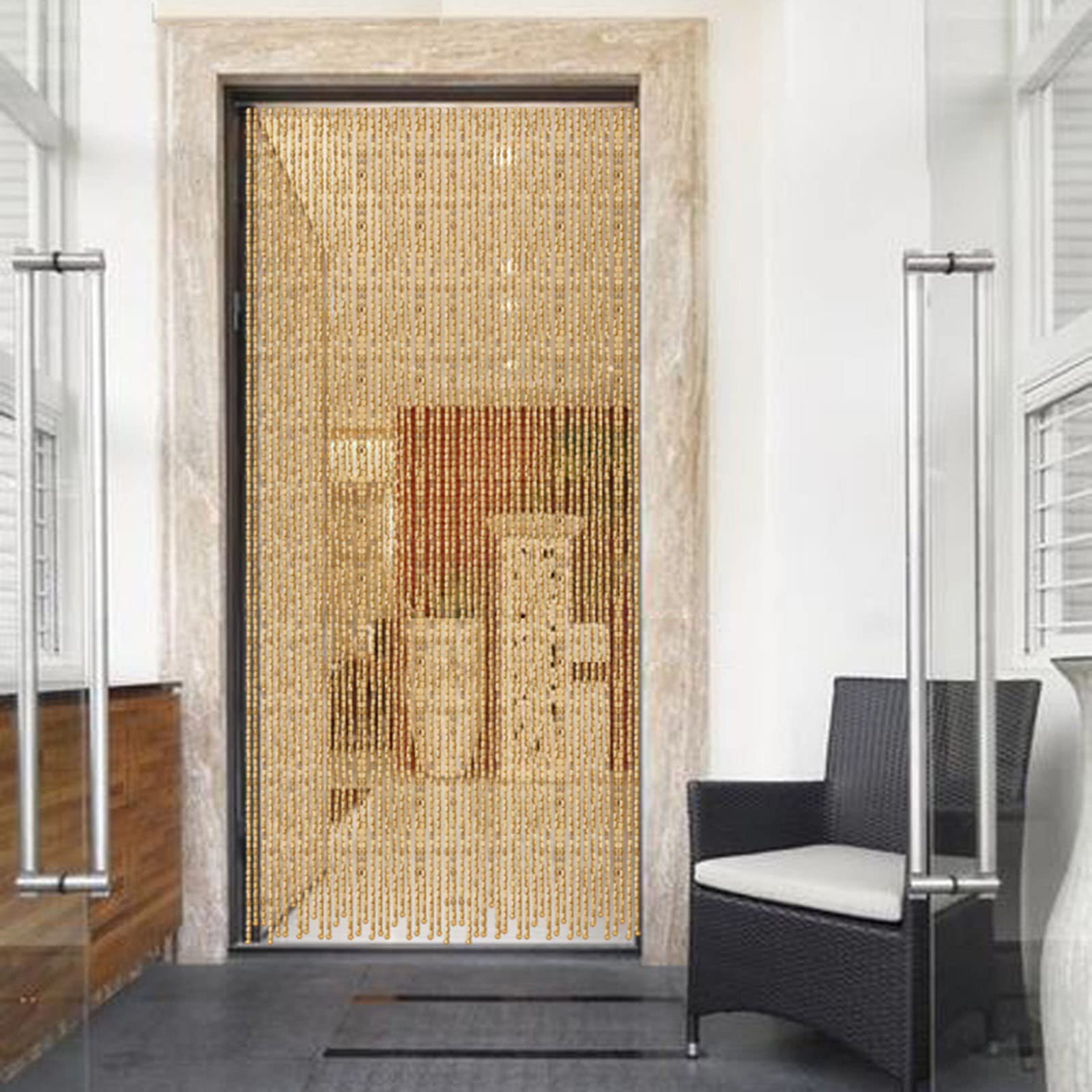 Perlenvorhang für Türen,Hängender Dekorative Türvorhänge Panel,Bambusvorhang Holz Perlen Fadenvorhang,Natur Bambus Türvorhang,für Schlafzimmer Wohnzimmer Balkontür,Anpassbare (100 strands 100x220cm)