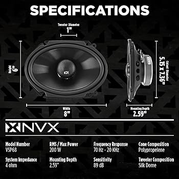 Amazon.com: NVX VSP68 600W Peak (200W RMS) 6x8 V-Series 2-Way