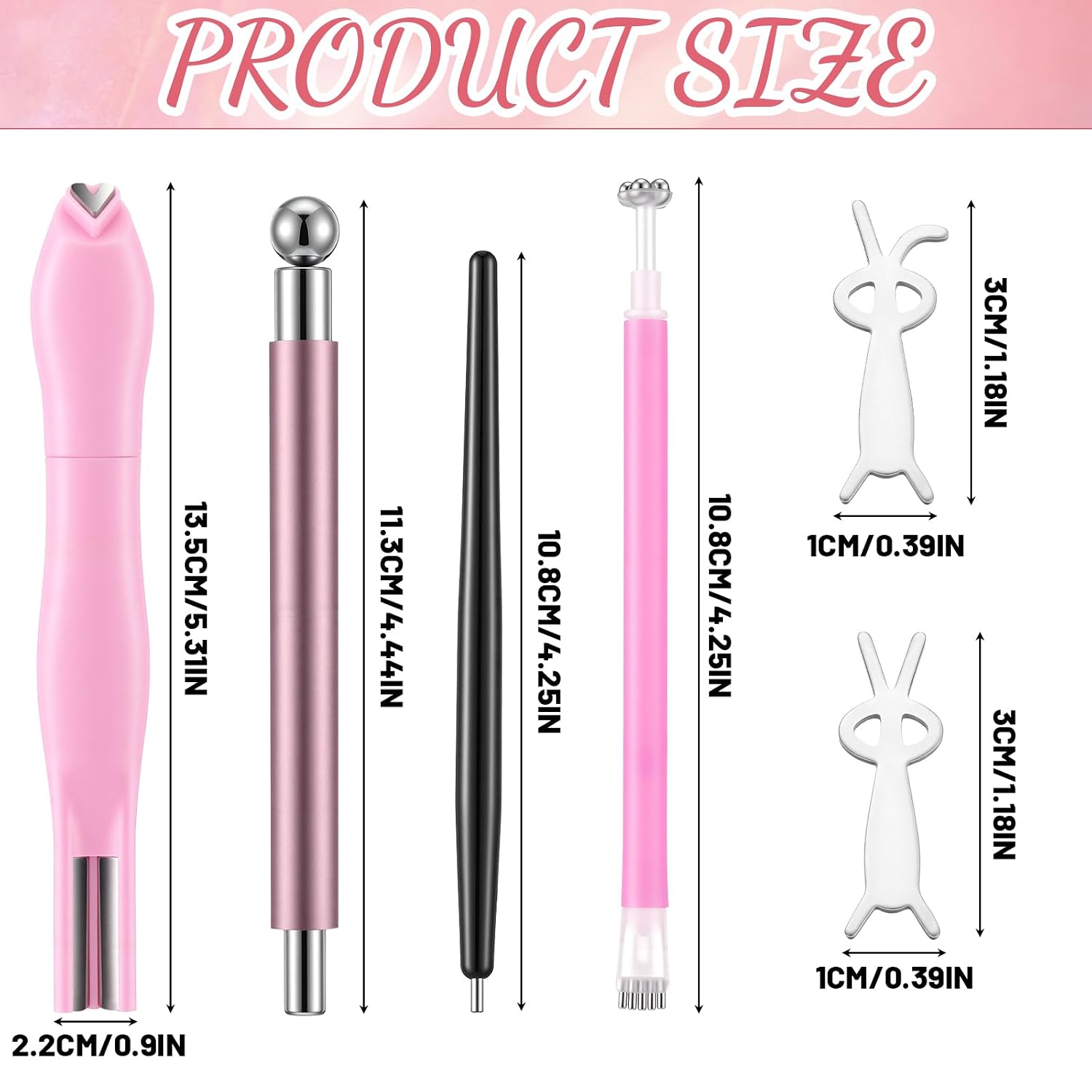 Cat Eye Magnet Set 6 Pcs Nail Magnet Tool French 3-in-1 Cateye Nails Magnets Rhinestone Dotting Pen Bunny Heart Agnet for Cat Eye Gel Polish Nail Art Design DIY Home Salon